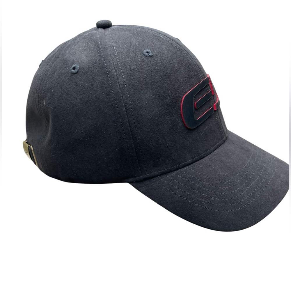 E5 Wheels Suede-Feel Adjustable Unisex Black with Red Billed Cap - Picture 4 of 7